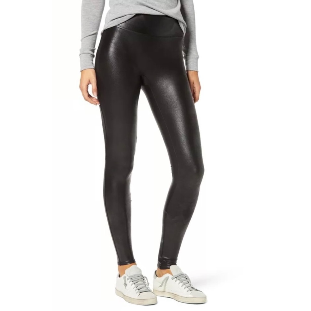 SPANX Black Faux Leather High Rise Leggings